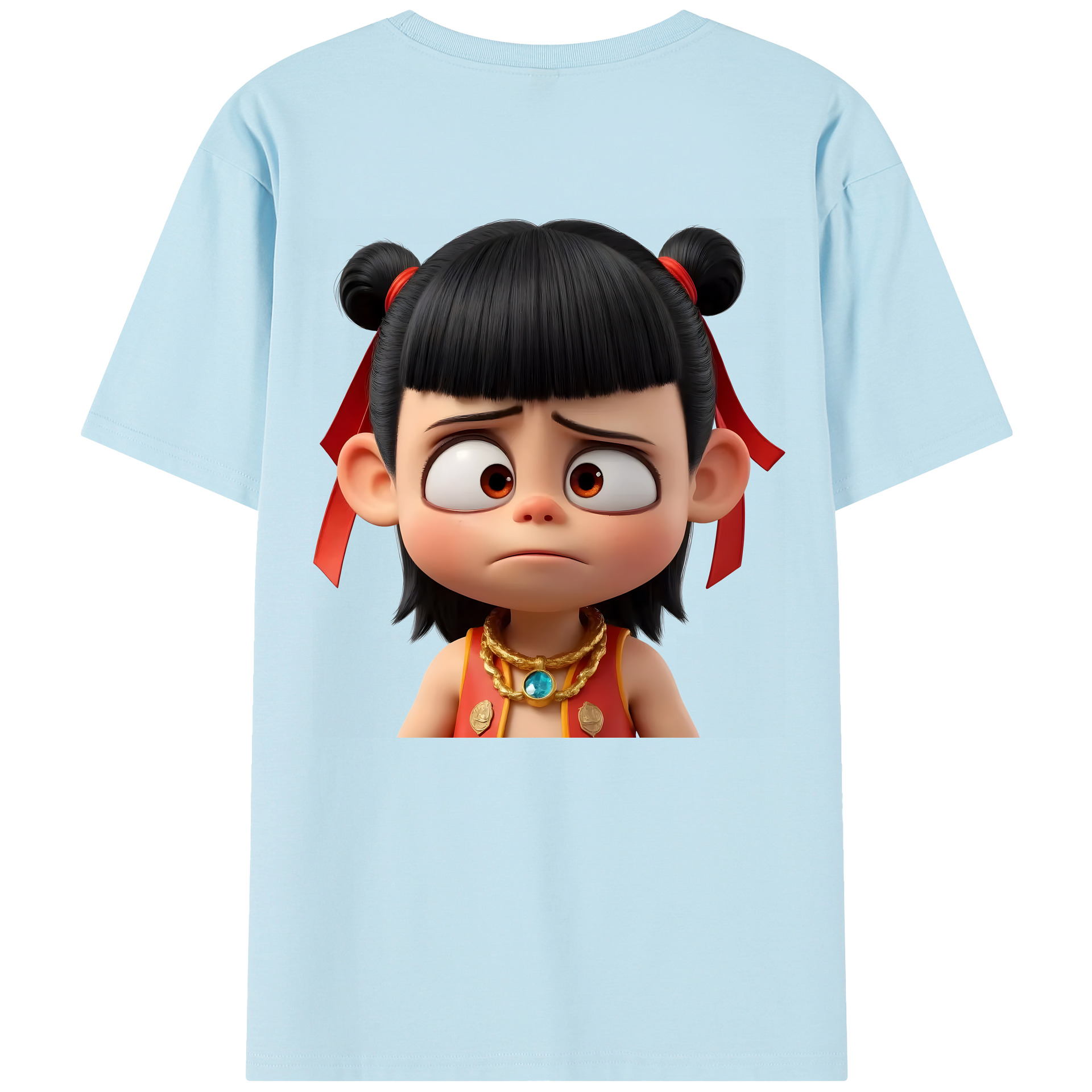（画像用） Ne Zha 2 ナタ 魔童の大暴れ 綿100％半袖Tシャツ（背面プリント）